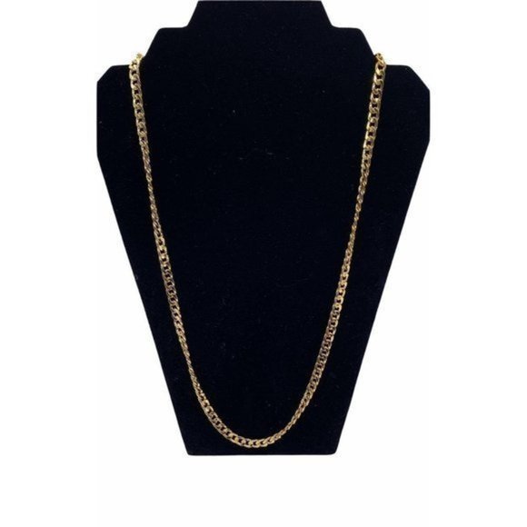 Chunky Golden Curb Chain Necklace 28in - Picture 1 of 11